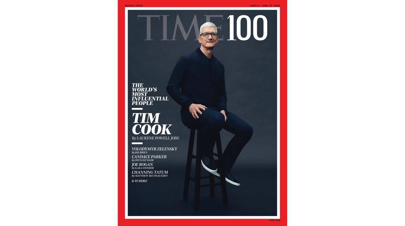 The full Time 100 cover featuring Tim Cook, one of five covers being published. 