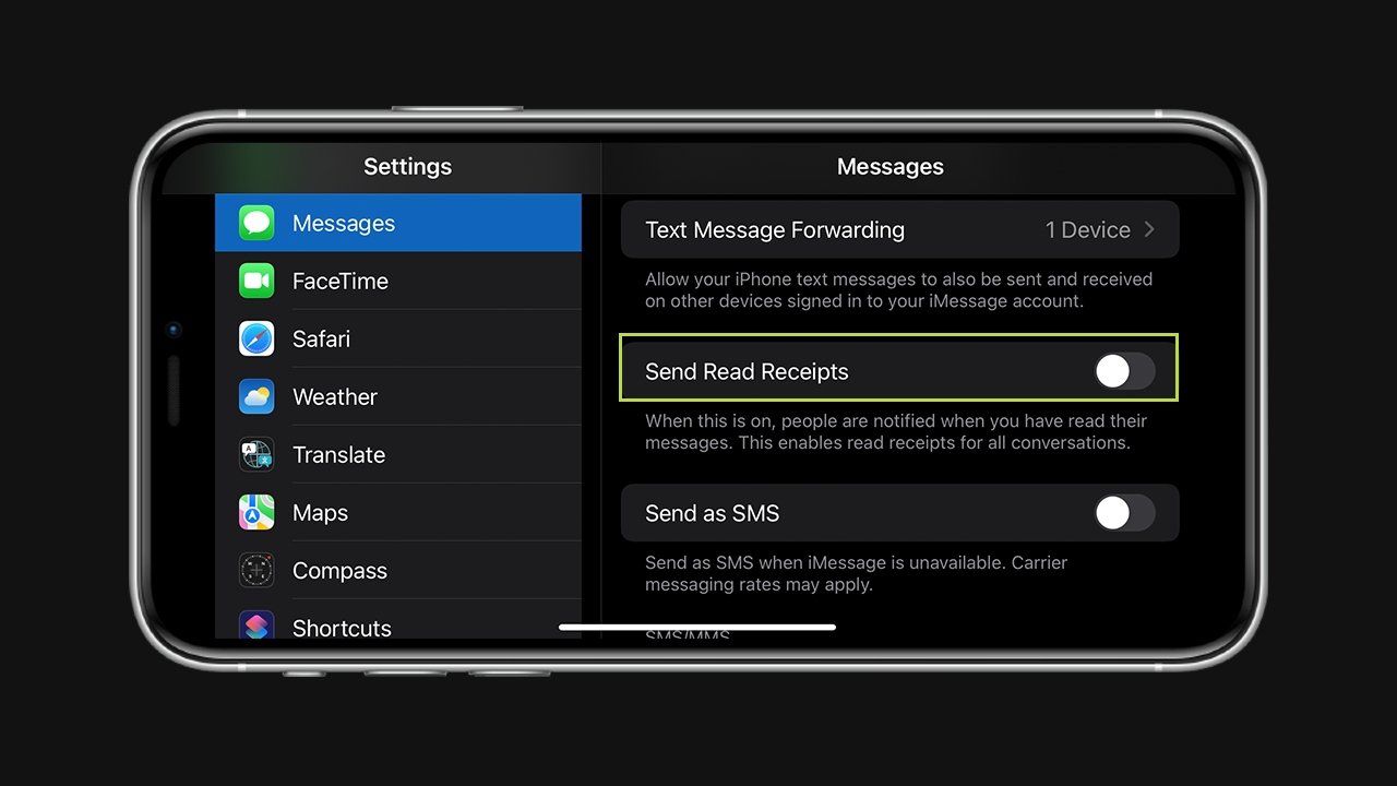 Setting the default for read receipts via iOS 15