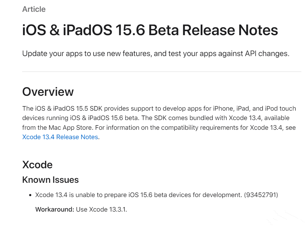 苹果 iOS 15.6 开发者预览版 Beta 发布