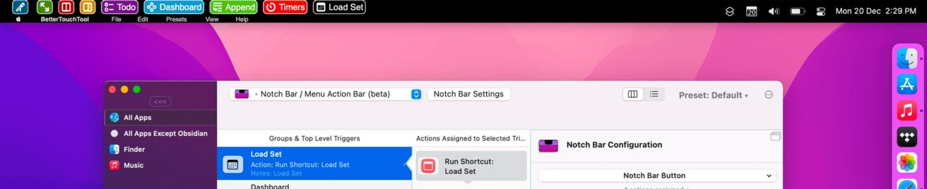 The BetterTouchTool Notch Bar. 