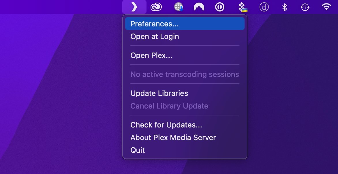 The Plex Media Server icon in the Menu bar. 