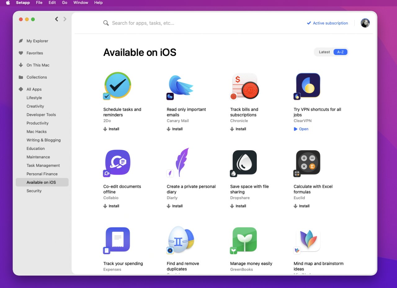 Setapp includes an increasing number of iOS apps