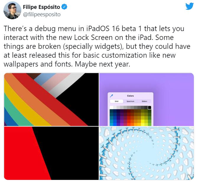 谁说 iOS 16 才有？苹果 iPadOS 16 秘密调试菜单曝光，可自定义锁屏