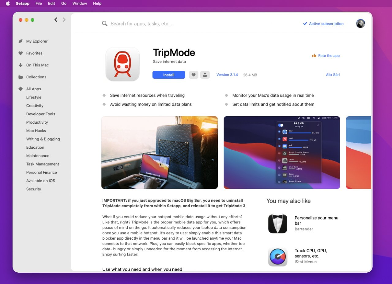 TripMode on Setapp