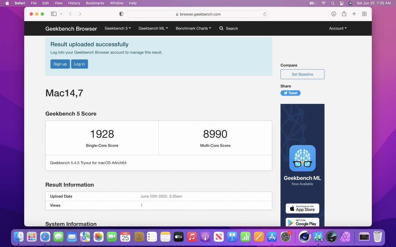 geekbench 5 results