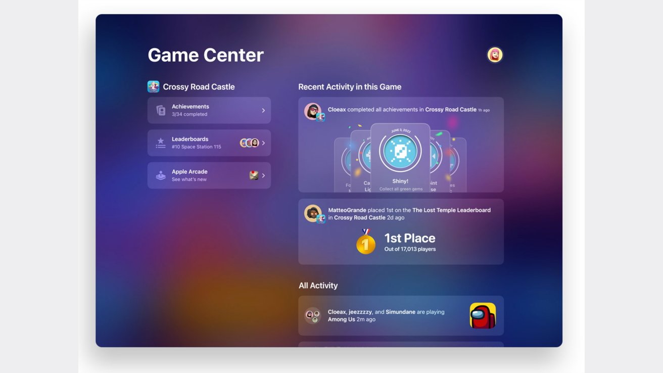 Game Center activity feed