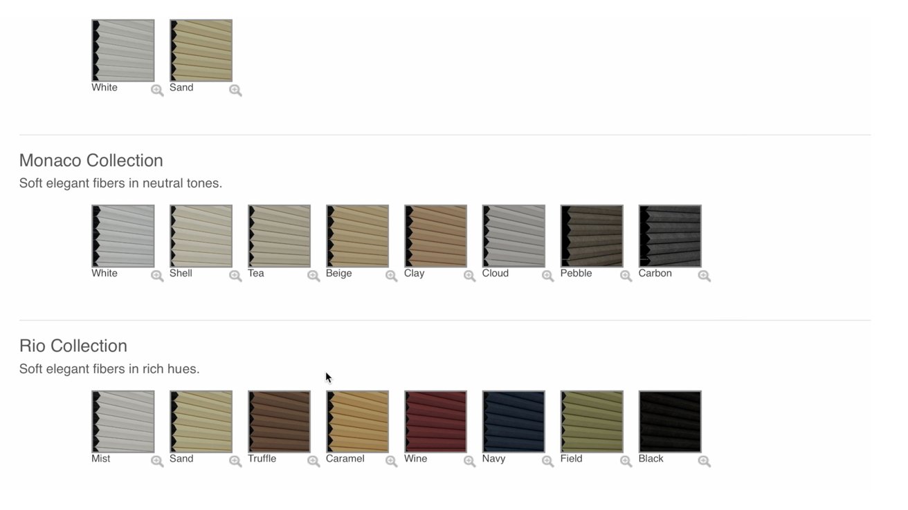 Honeycomb shades color options