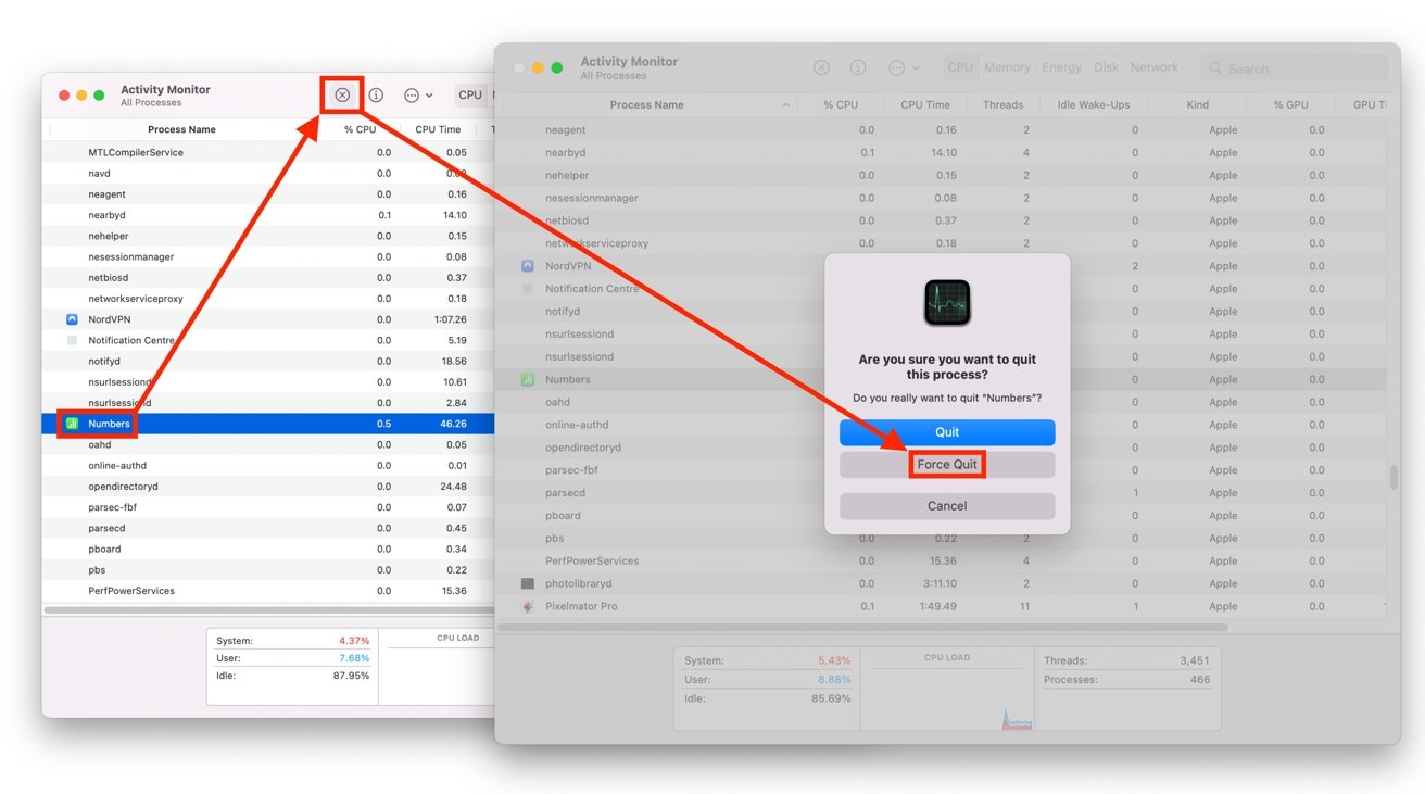 It is possible to perform a force quit command via the Activity Monitor.