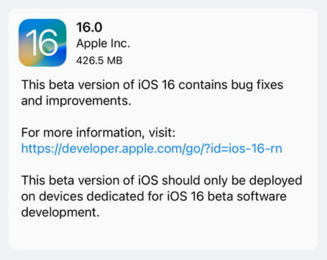 苹果发布 iOS 16/iPadOS 16 开发者预览版 Beta 6