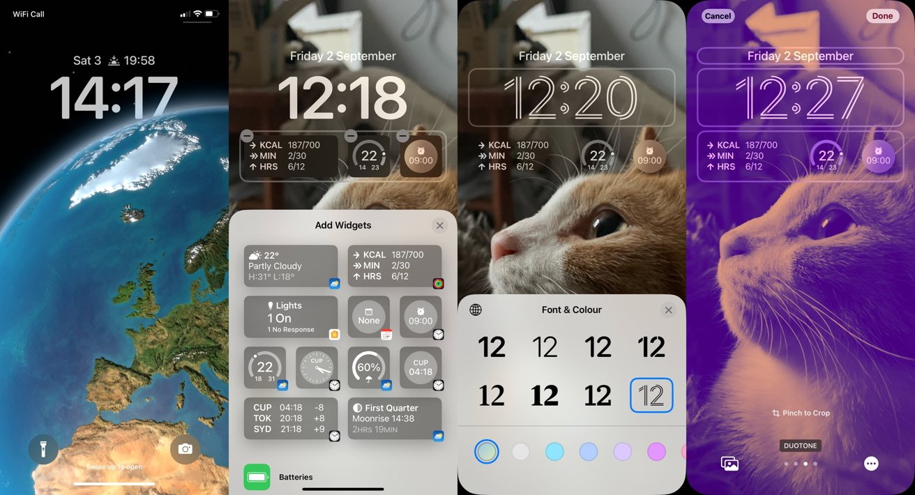 iOS 16's Lock Screen has new customization options, a lifting effect, and widgets. 