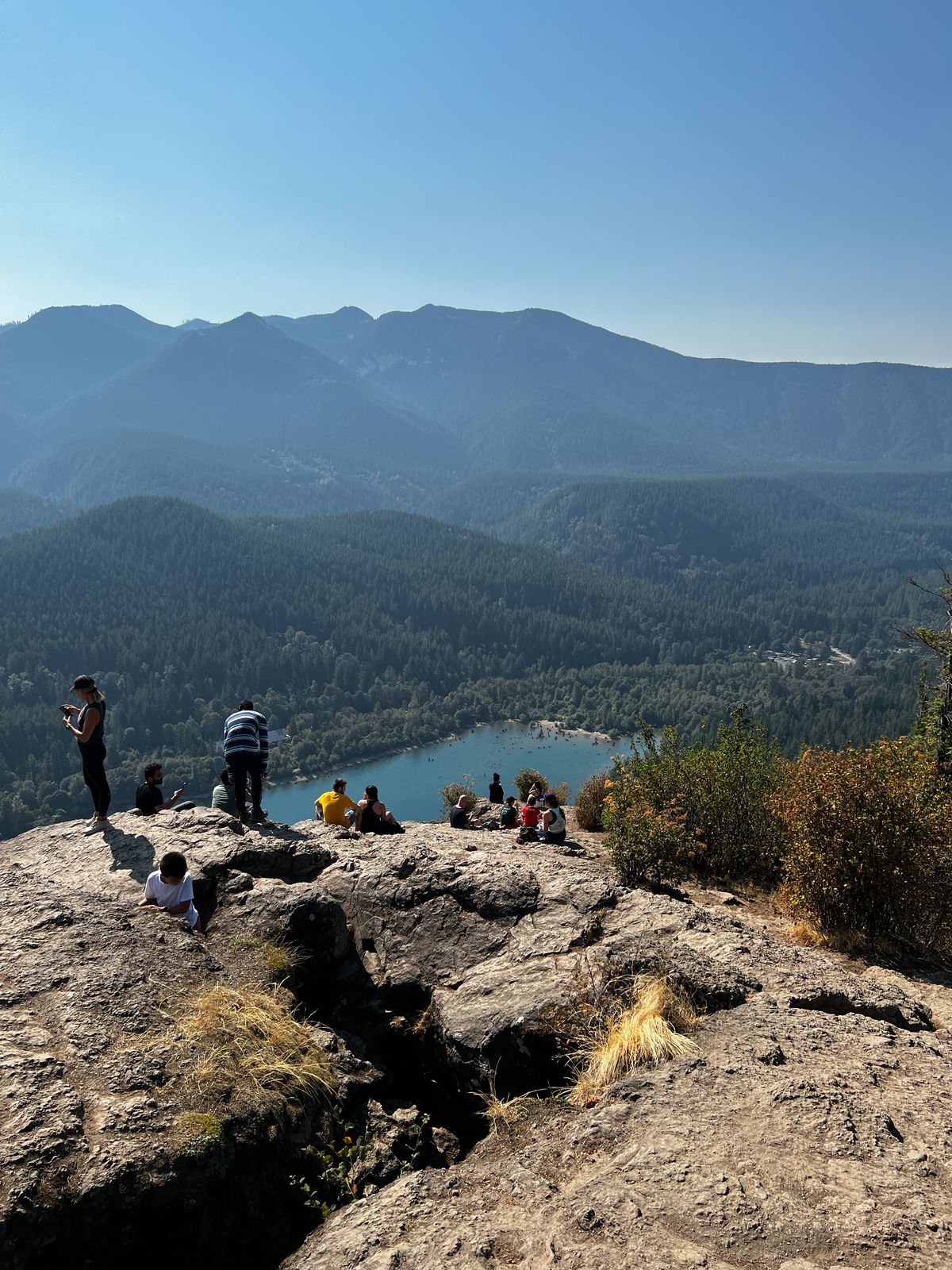 Hikers on a rocky summit