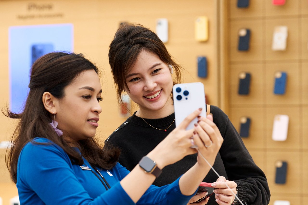 Taking advice at Apple Orchard Road, Singapore