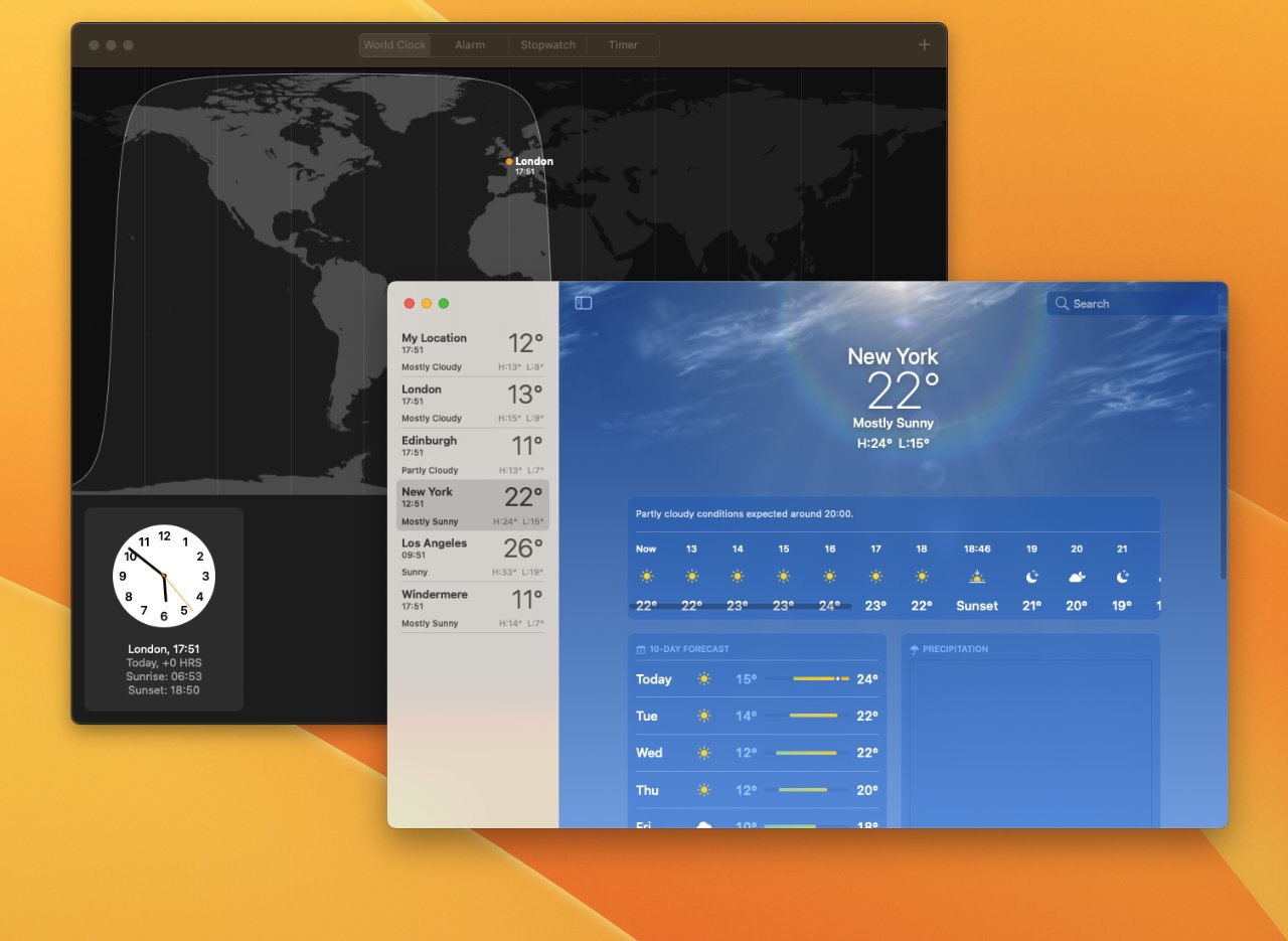 We've had them for years on iPad and iPhone, but Weather and Clock are good additions to the Mac