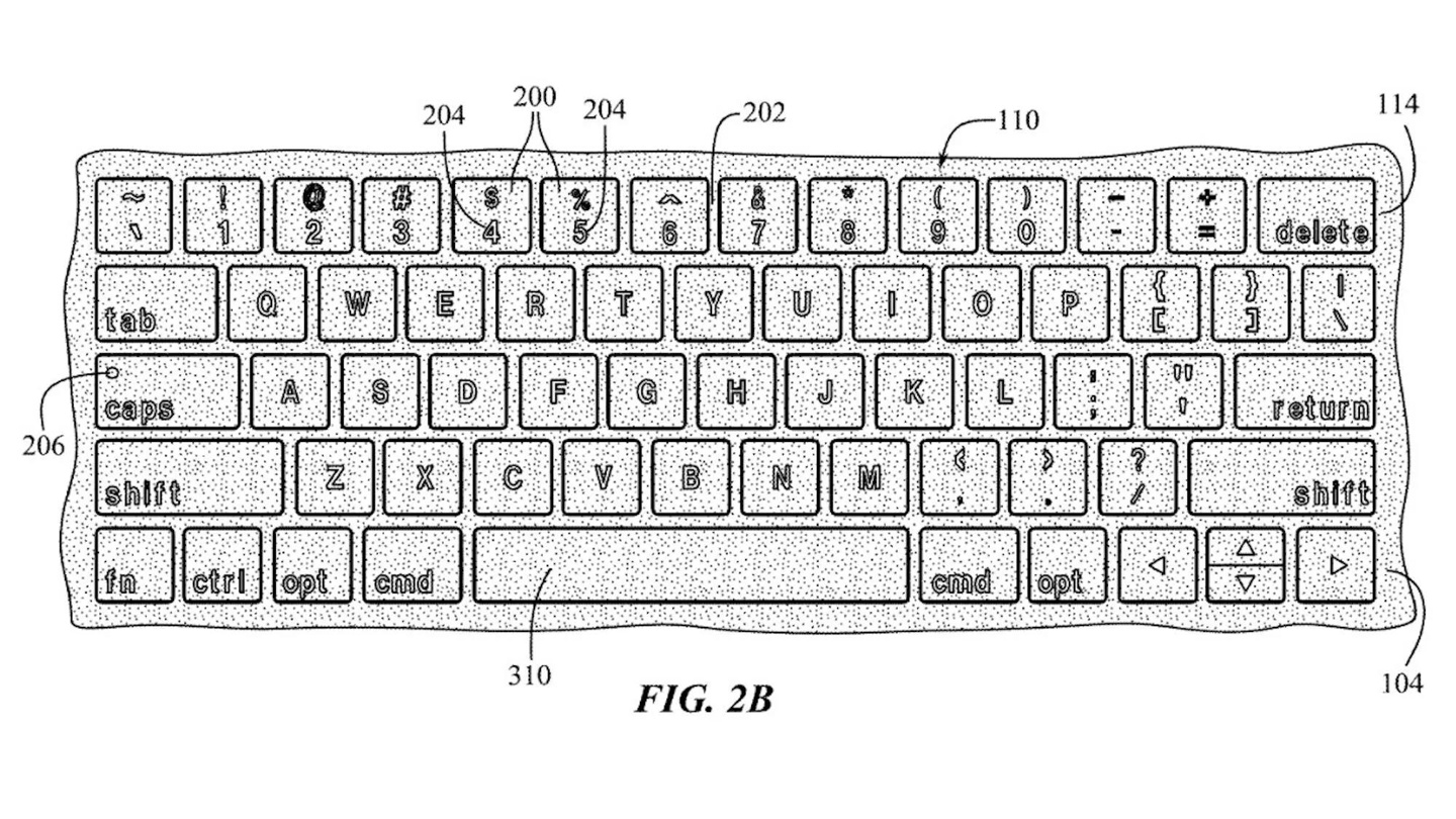 苹果新专利：展示未来 MacBook 背光键盘，可动态显示不同符号