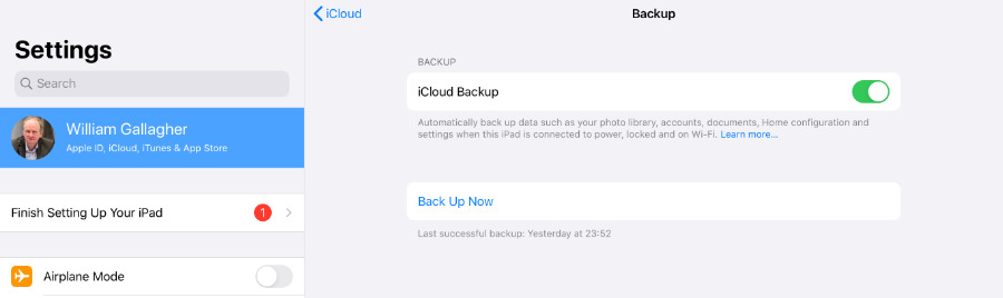 Backup your old iPad to iCloud