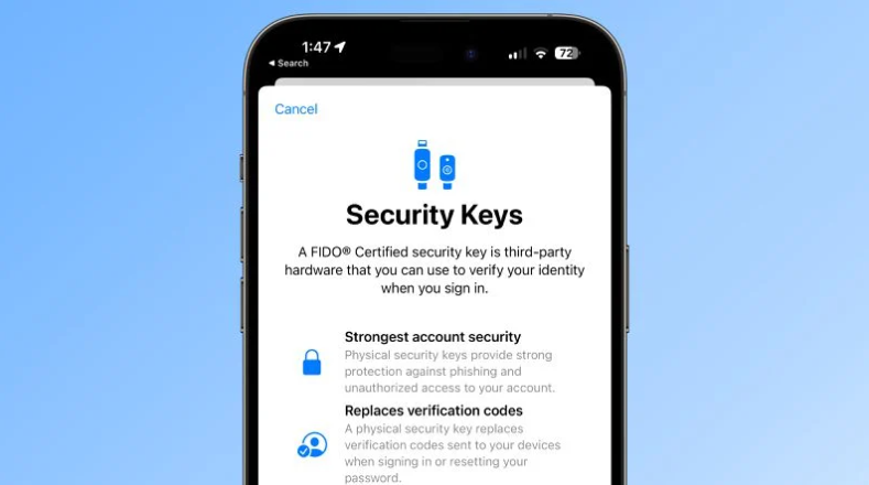 苹果发布 iOS 16.3 首个公测版：引入对 Apple ID 物理安全密钥的支持