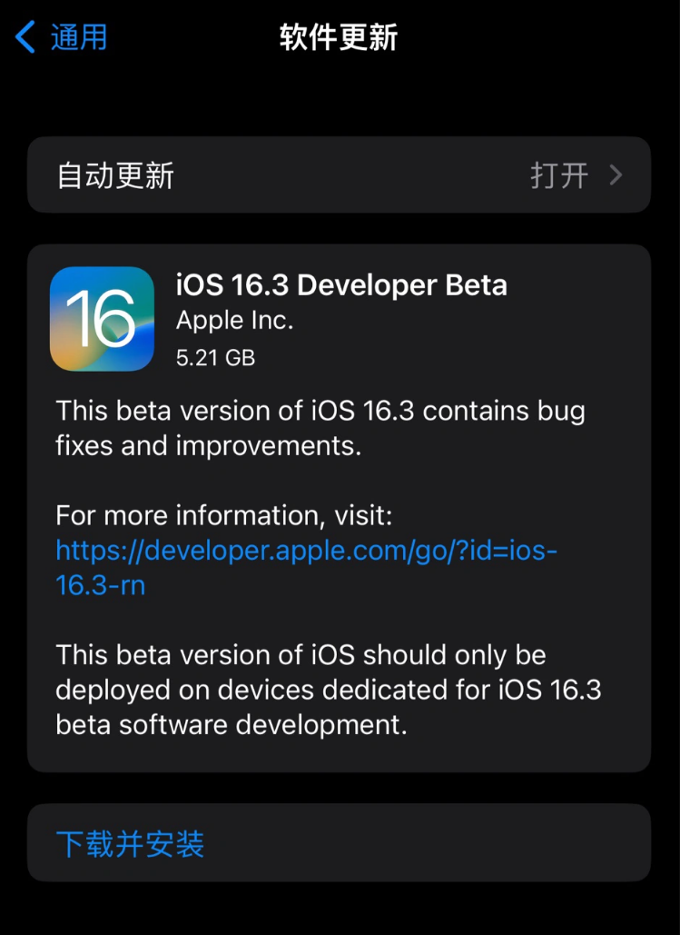 苹果发布 iOS 16.3/iPadOS 16.3 首个开发者预览版