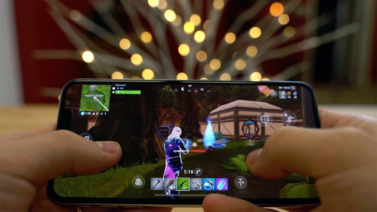 Fortnite on an iPhone. 