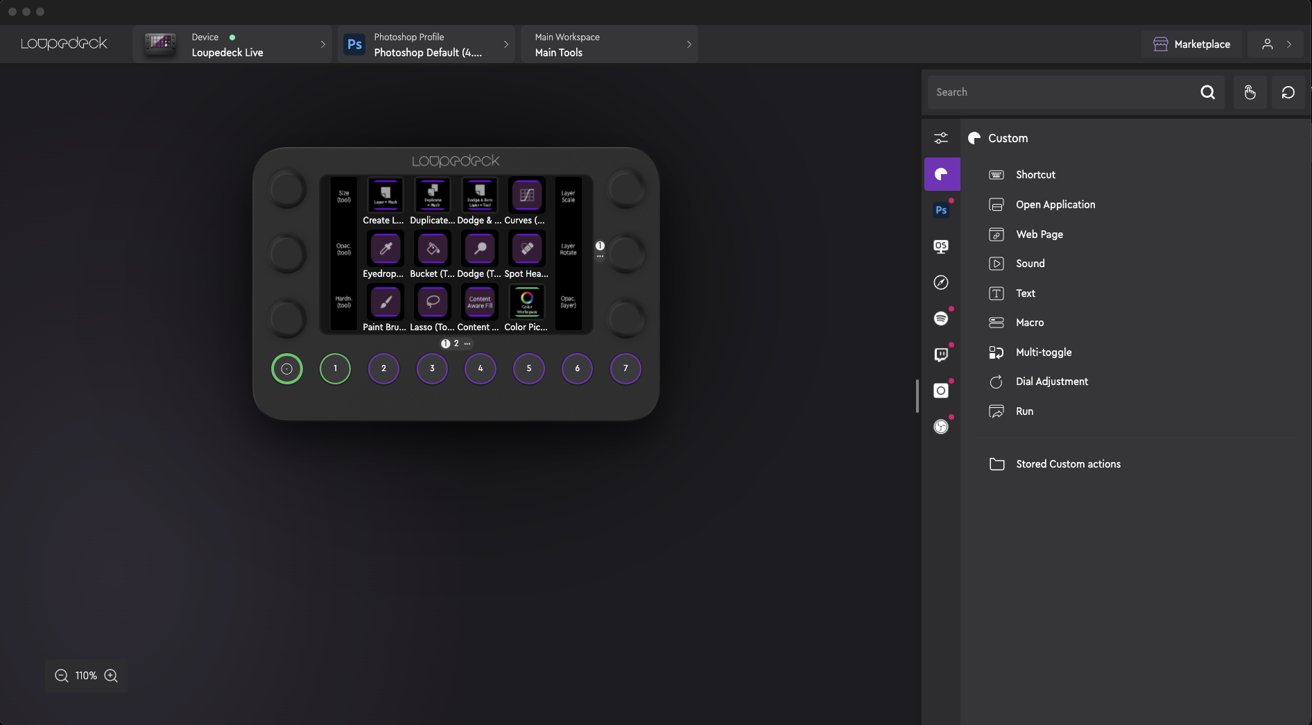 The software used to configure the Loupedeck CT and Loupedeck Live