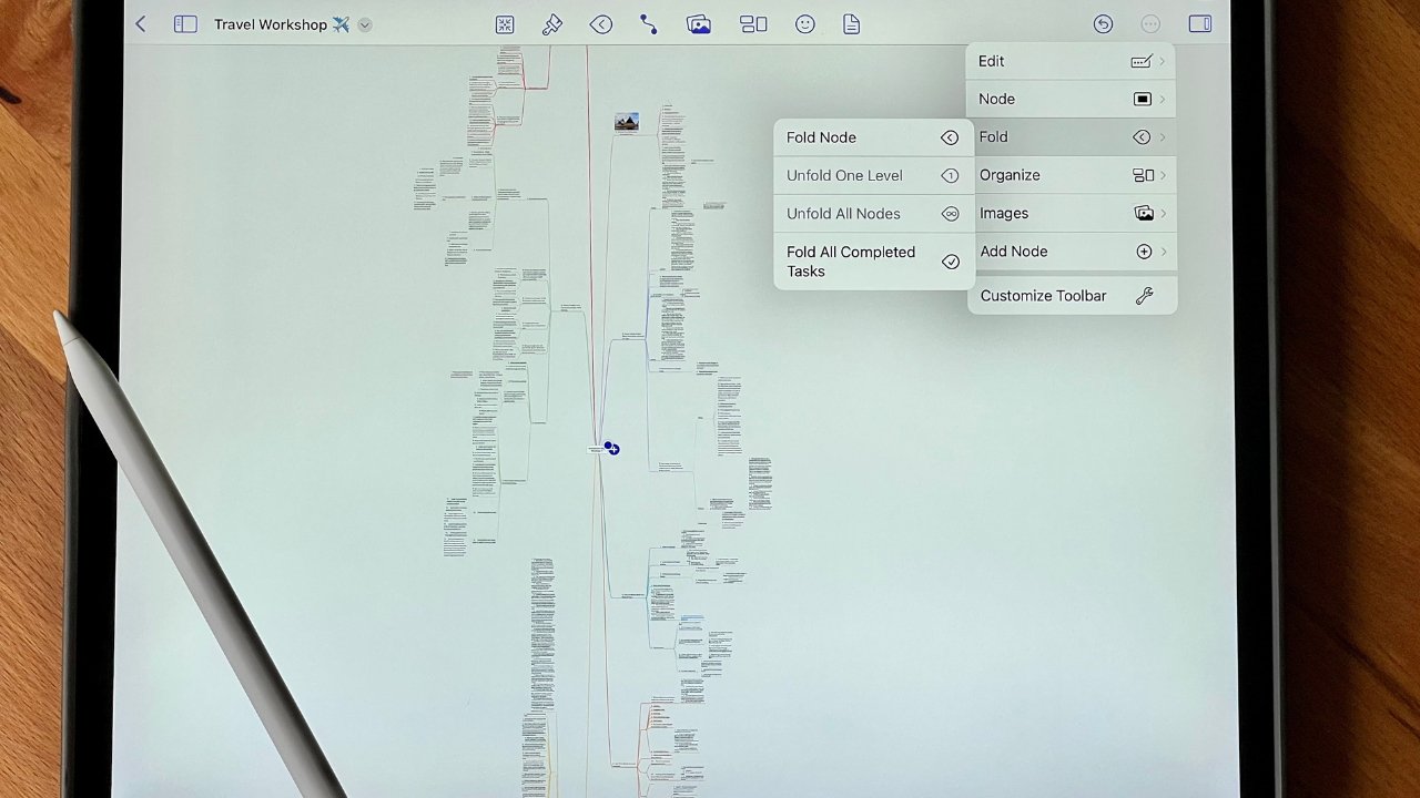 Fold or unfold branches in MindNode