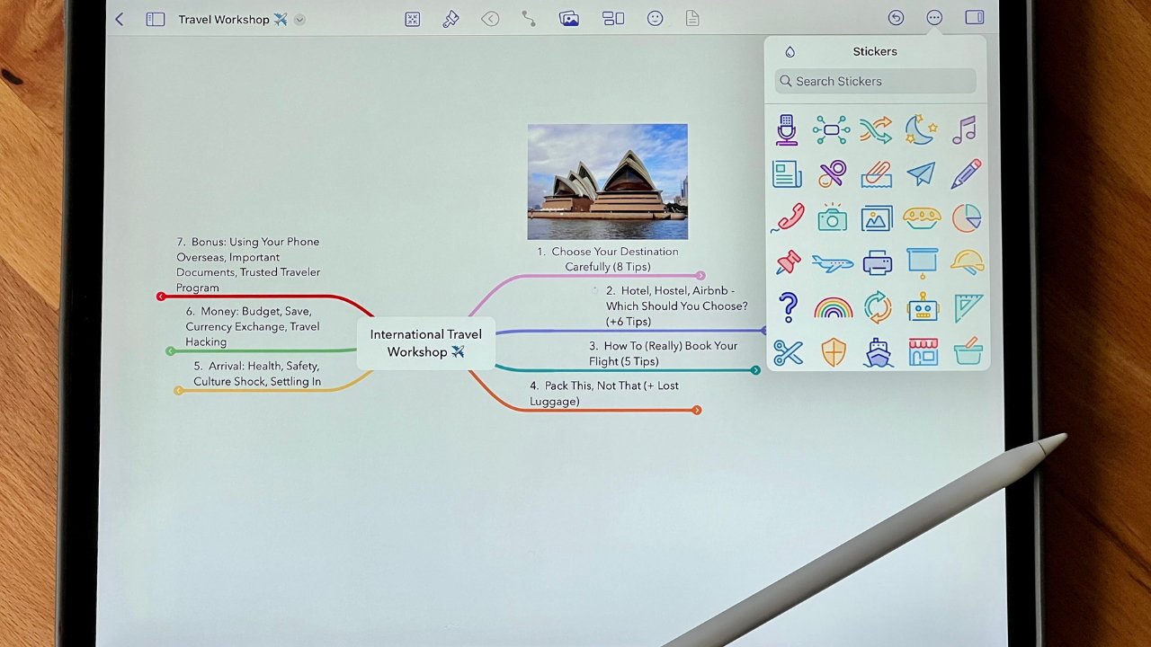 Adding stickers to a mind map in MindNode