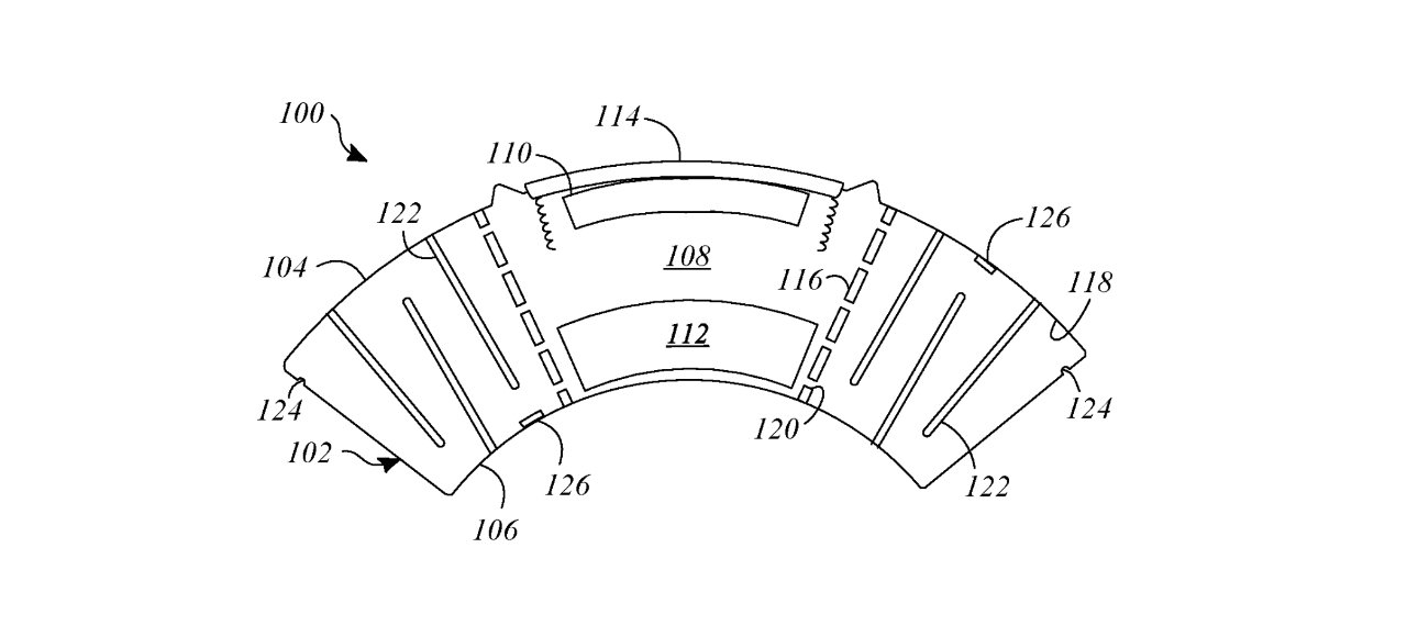 Detail from the patent showing how a speaker could be deformed into a curve