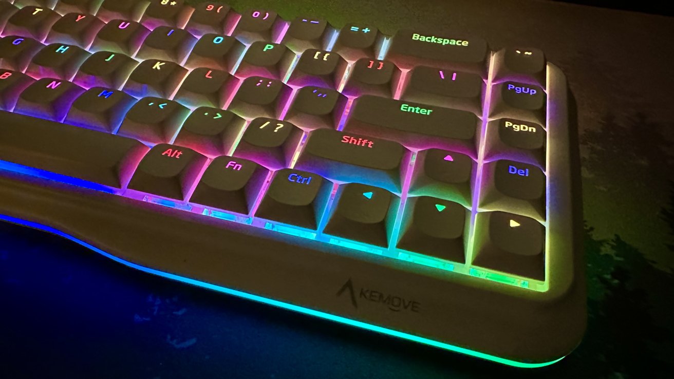 Backlights glowing underneath the keys