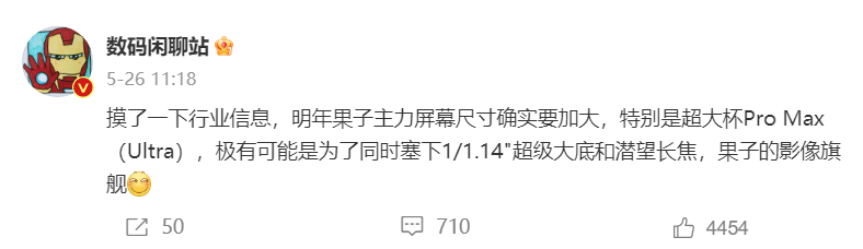 消息称苹果 iPhone 16 Pro 系列将配备更大的显示屏