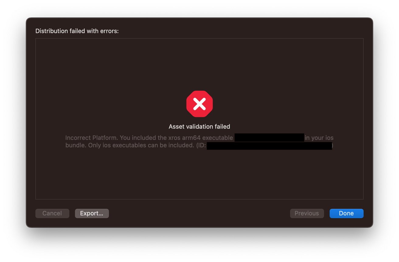 The 'xrOS' error message [Mastodon/Steve Troughton-Smith]