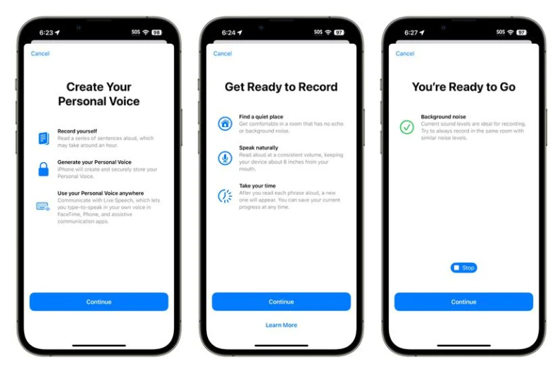 苹果为 iOS 17 带来多项辅助功能更新：支持让 iPhone 模仿用户声音