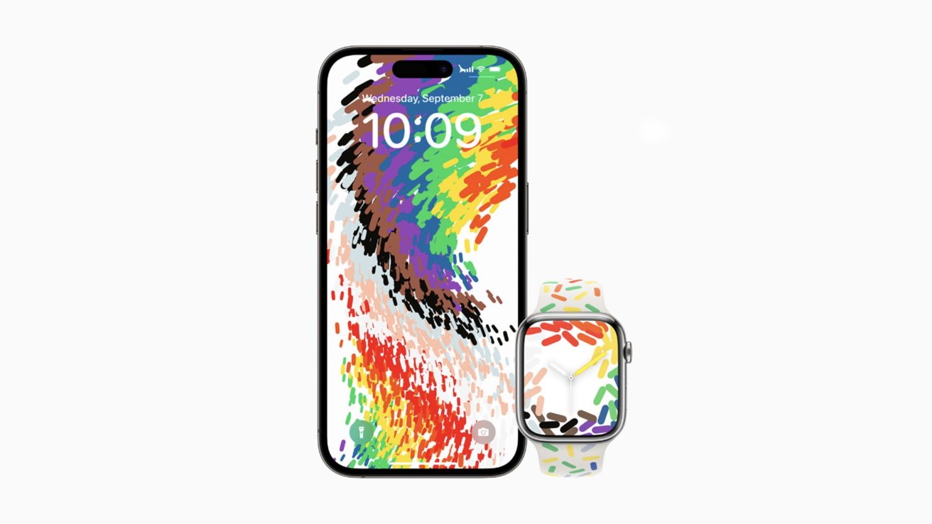 Apple Watch Pride watch face and iPhone lock screen