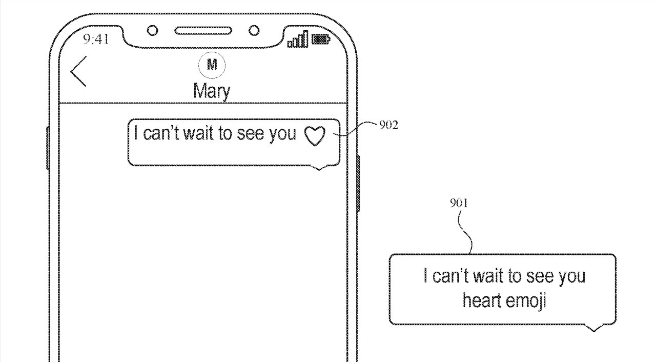 Detail from the patent application showing Siri parsing a user's spoken words and creating the message they want