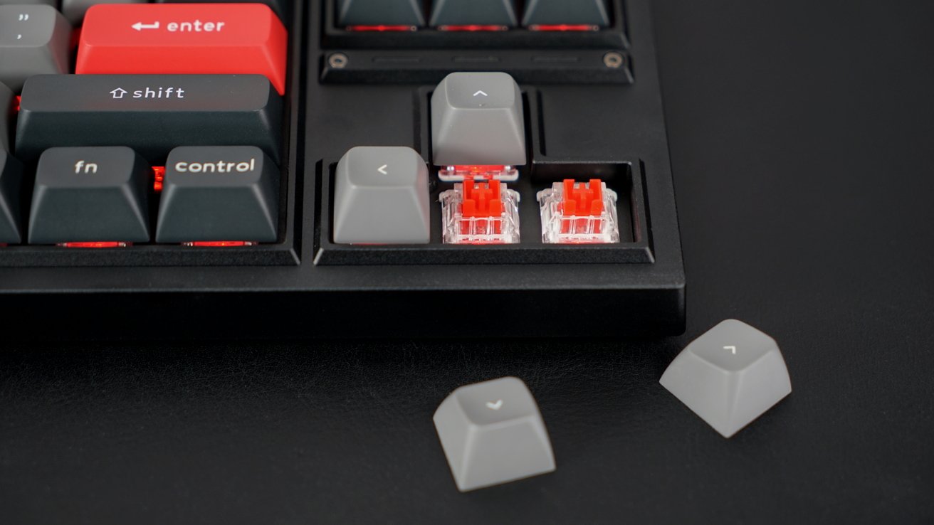 The red switches have the usual click-y sound without being too loud