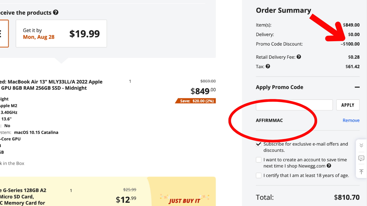 Apple the AFFIRMMAC code to get the $749 price. 