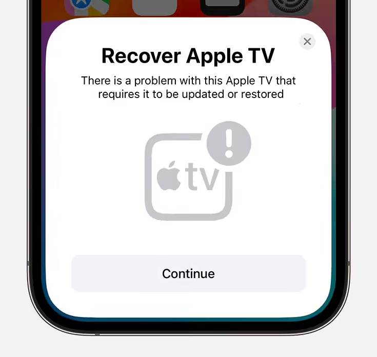 苹果 iOS 17 支持让用户使用 iPhone 恢复 Apple TV