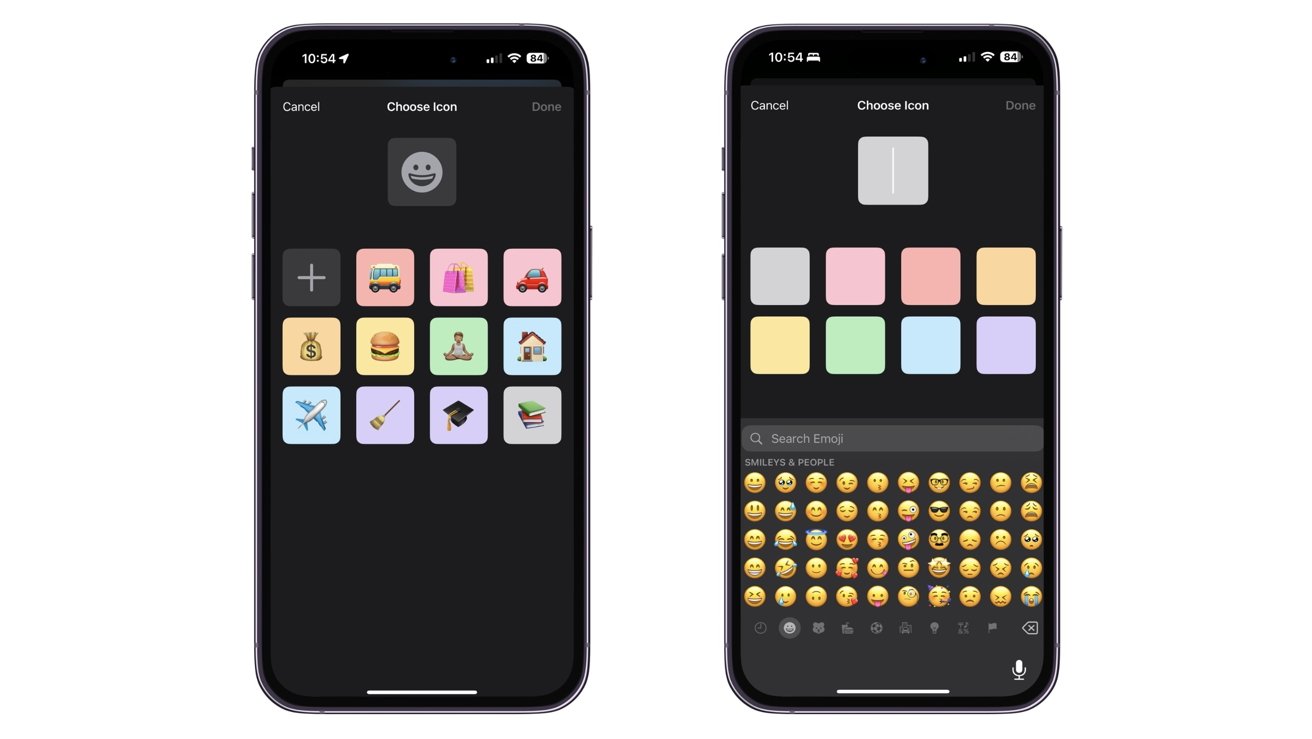 Memo and emoji selection