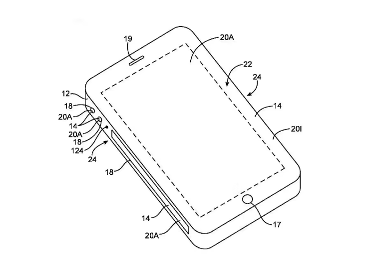 苹果新专利：给 iPhone 侧面装“Touch Bar”，可显示电量等信息