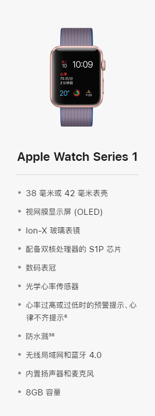 苹果初代 Apple Watch 和 Apple Watch Series 1 被列为过时产品