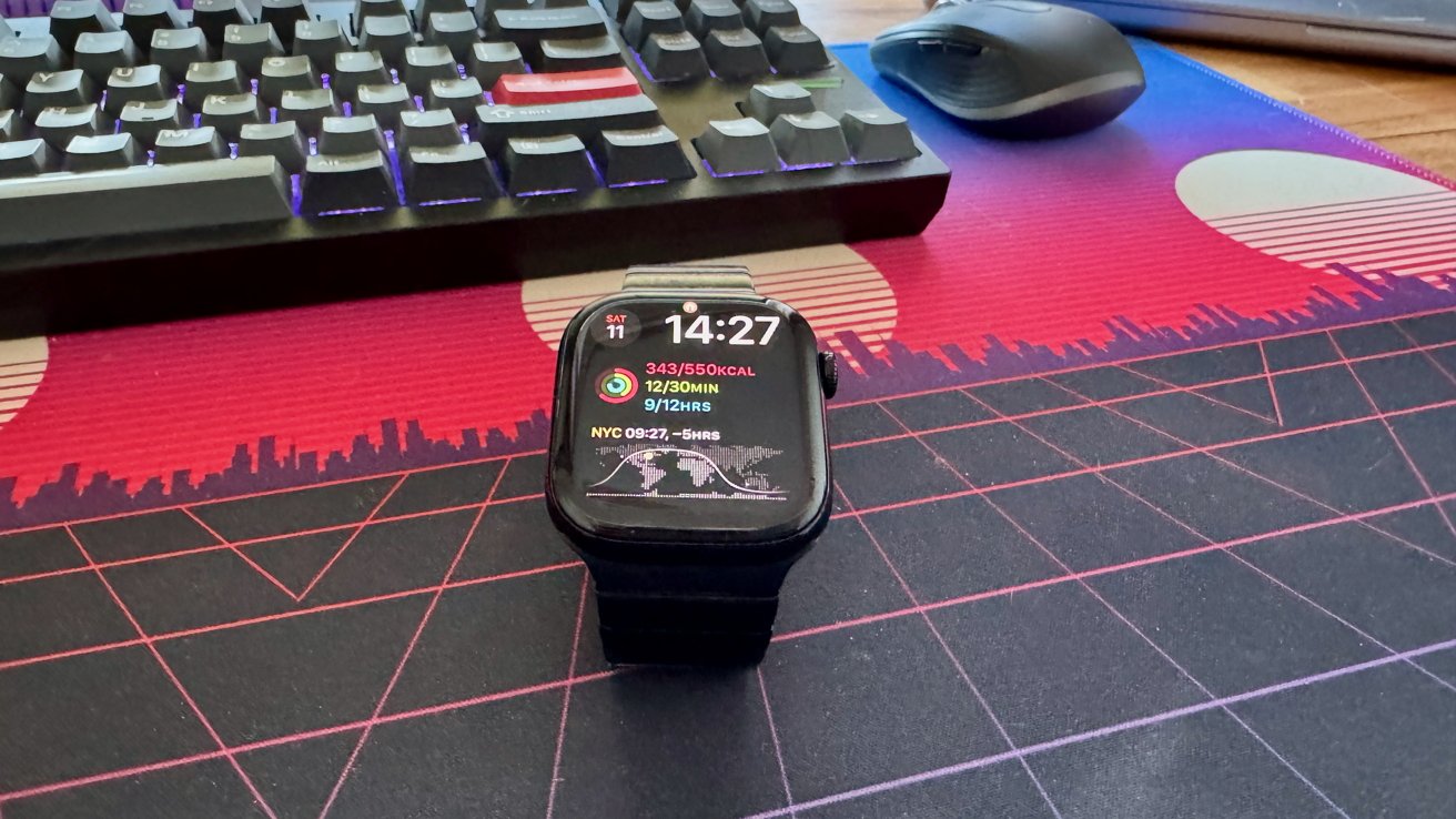 Apple Watch Series 10 in black on a desk