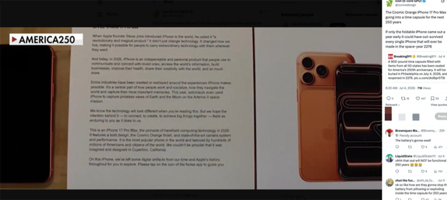 独一无二的终极排面！iPhone 17 Pro Max正式入选美国百年时间胶囊