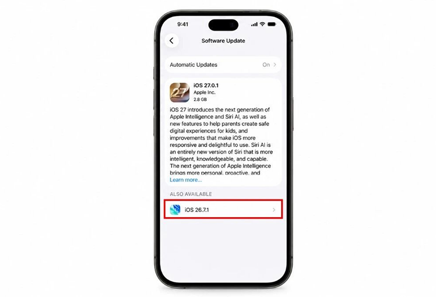 苹果调整更新页面:iOS 27升至首位,旧版本退居“其他可用” 苹果调整更新页面:iOS 27升至首位,旧版本退居“其他可用”