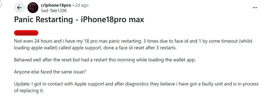 iPhone 18 Pro 翻车：Face ID 连续失败就死机，用户 24 小时死机 5 次